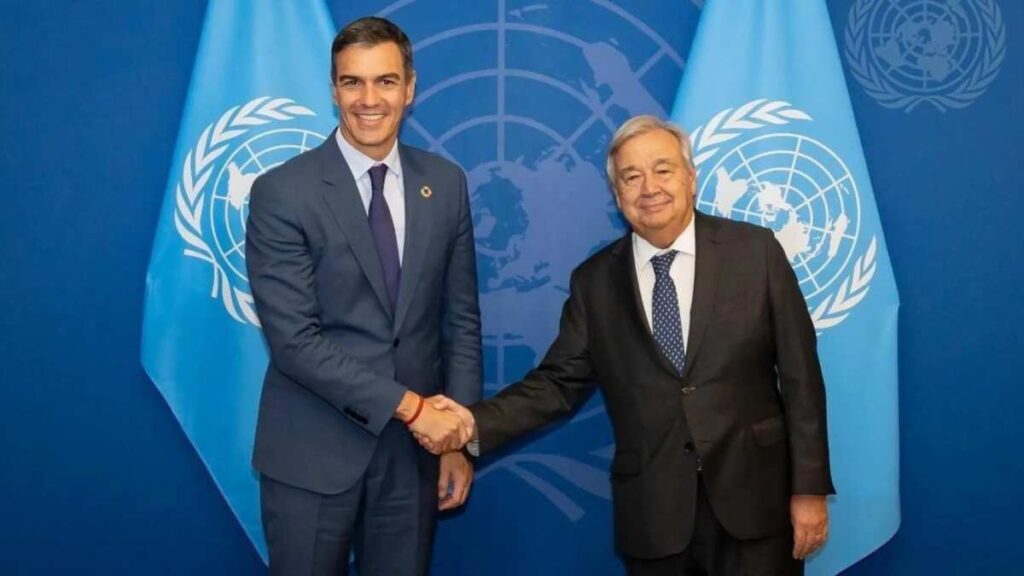 Pedro Sánchez y el secretario general de Naciones Unidas