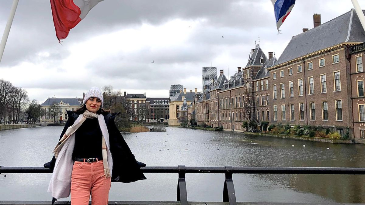 Joven estudiante en La Haya, en Holanda