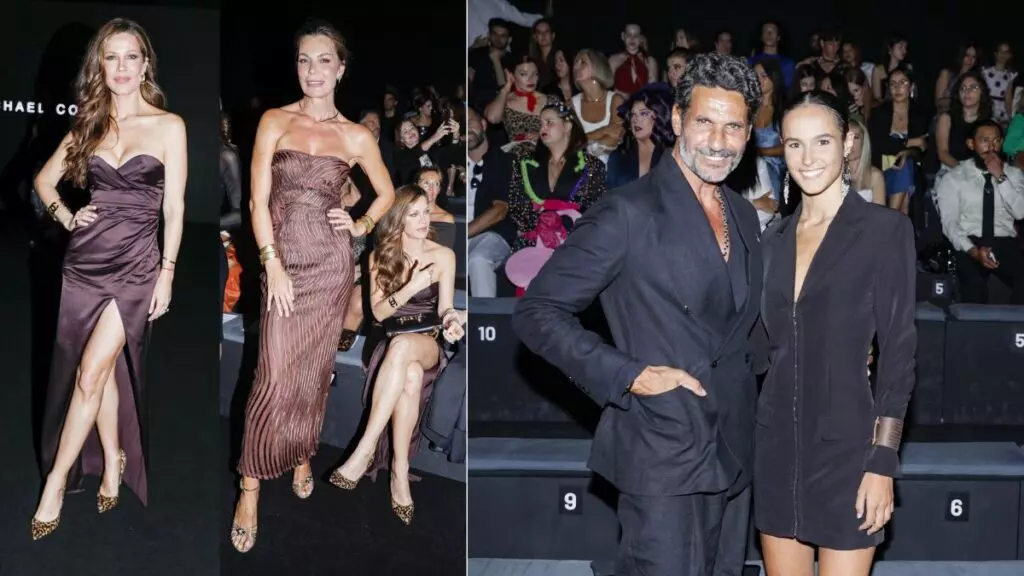 Jaydy Michel, Mar Flores, Óscar Higares y su hija India en la MBFW Madrid