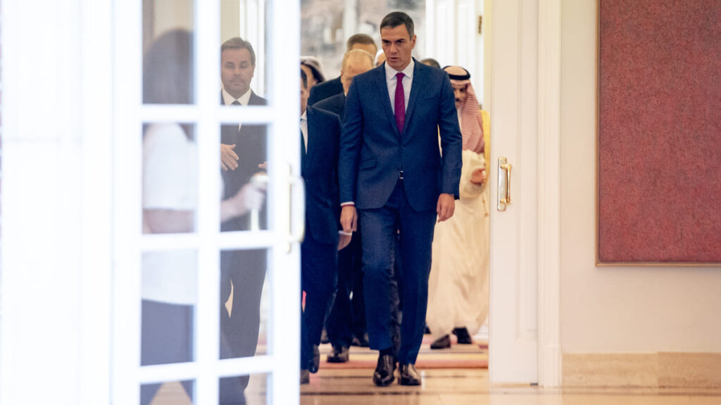 El presidente del Gobierno, Pedro Sánchez, en Moncloa.